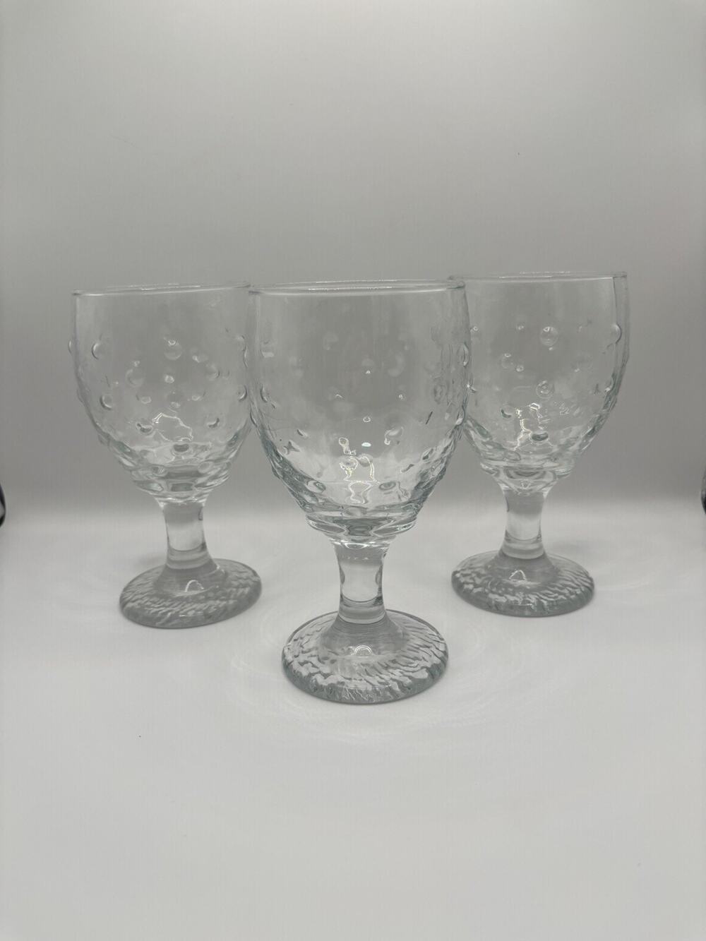 Set of 3 Vintage Libbey Hobnail Water Goblets LRS154